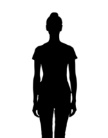 2d black silhouette of a standing person, minimalistic faceless human figure in side view, artistic and conceptual design for abstract identity and anonymity on isolated background png
