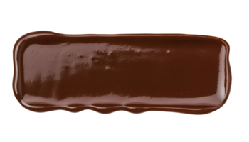 chocolate sauce dripping and pooling into a rectangular spread, shiny and smooth in isolated background, liquid cocoa texture for dessert decoration png