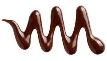 bold zigzag pattern of chocolate sauce, glossy and smooth cocoa syrup splash, artistic liquid design, dessert decoration, on isolated background png