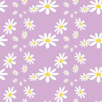 Modern Daisy Flower Seamless Pattern. Retro Seamless Pattern of White Daisies on Color Background. vector