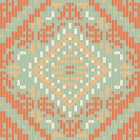 Pixel Geometric Ethnic Geometric Patternfolk Embroidery, Aztec Geometric Ornament Print. Design for Carpet, Wallpaper, Clothing, Wrapping, Fabric vector