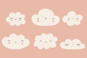 Bohemian clouds. Collection cute boho clouds. childish print for the nursery vector