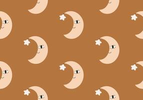 Bohemian baby pattern. Hand Drawn Cute Moons, simple illustration. Naive boho Moon. Scandinavian nursery print design vector