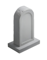 isometric 3d realistic simple grey headstone with smooth stone texture, classic tombstone monument for cemetery, burial, and memorial themes, on isolated background png