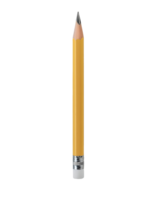 classic yellow pencil with eraser, sharpened graphite writing tool, school and office stationery, on isolated background png