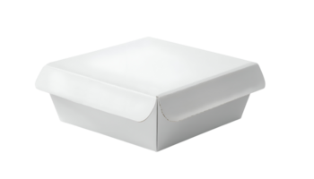 a clean and minimalistic food delivery box mockup, white paper takeout container with closed lid, eco-friendly packaging for takeaway meals and fast food, on isolated background png