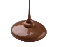 smooth melted chocolate dripping in a glossy swirl, rich cocoa liquid with creamy texture, perfect for dessert toppings, confectionery, food styling, and packaging design, on isolated background png
