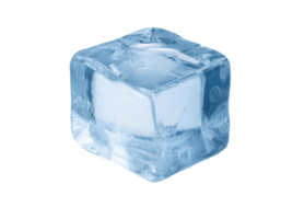 isometric 3d clear square ice block with realistic frosty texture, frozen water cube for beverage cooling and refreshment, on isolated background png