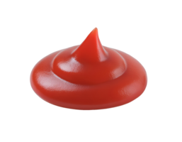 isometric 3d swirl of tomato ketchup sauce with glossy texture, fresh red condiment dollop, realistic food element, on isolated background png