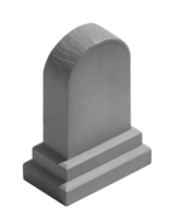 isometric 3d realistic grey headstone with smooth stone texture, simple tombstone monument for cemetery, memorial, and funeral themes, on isolated background png