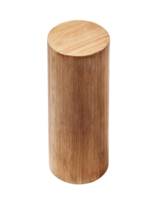 isometric 3d wooden pedestal cylinder, natural timber texture, rustic display stand, minimalist round podium, smooth wood grain, on isolated background png