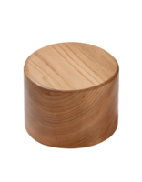 isometric 3d wooden pedestal cylinder, natural wood grain texture, round display podium, minimalist rustic platform, smooth timber stage, on isolated background png