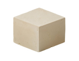 isometric 3d square beige stone block with rough porous texture, construction materia on isolated background png