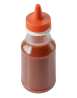 isometric 3d plastic squeeze bottle with red sauce, condiment dispenser with pointed nozzle cap, on isolated background png