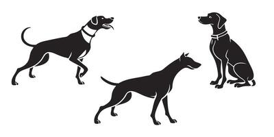 Silhouette Illustrations of Dogs in Various Poses vector