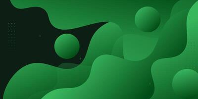 Green wave background with simple shapes and circle pattern. Simple green wave design. Modern geometric shape concept. eps10 vector