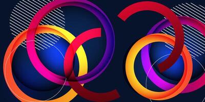 Abstract 3D background with colorful circle pattern elements on dark blue background. Eps10 vector
