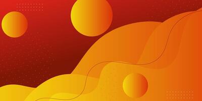 Modern orange geometric business banner design. Creative banner design with wave shape and lines on red background for template. Simple horizontal banner. eps10 vector