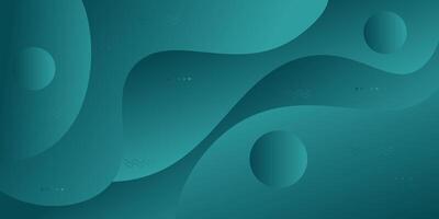 Dark green wave background with simple shapes and circle pattern. Simple green wave design. Modern geometric shape concept. eps10 vector