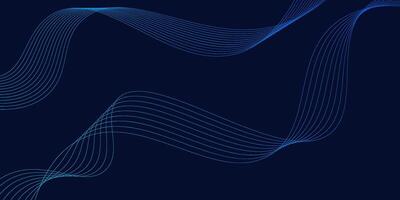 Dark blue abstract background. Futuristic technology line background with wavy light effect vector