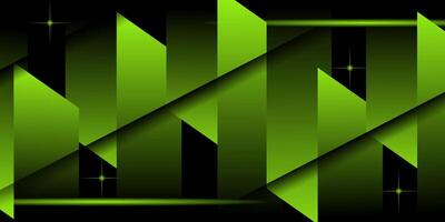 Abstract bright green overlapping triangle shapes 3D background. Simple and modern pattern concept on dark background. Eps10 vector