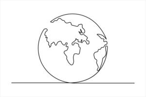 Continuous one line art drawing world map of the Earth outline concept vector