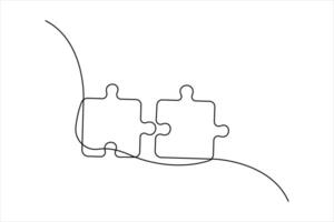puzzle design of continuous one line art concept outline vector