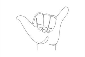 Continuous one line art drawing of human hand gestures design graphic illustration vector