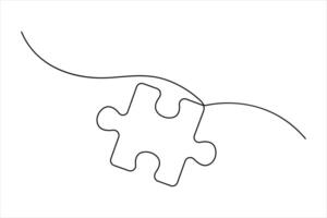 puzzle illustration of continuous single line art design vector