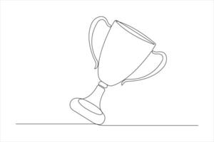 Continuous single line art drawing of champion winner trophy outline illustration design vector