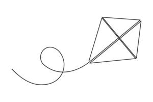 Kite continuous single line art drawing of outline illustration vector