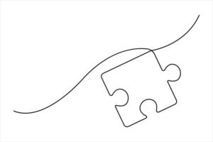 puzzle illustration of continuous one line art design vector