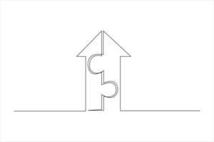 puzzle outline illustration of continuous one line art design vector