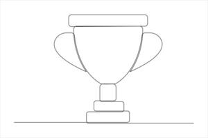 Continuous one line art drawing of champion winner trophy illustration design vector
