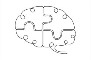 puzzle outline illustration of continuous one line art vector