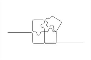 puzzle design of continuous one line art concept vector