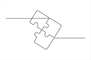 puzzle outline of continuous single line art vector