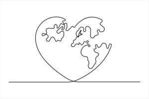 Continuous single line art drawing world map of the Earth. Hand-drawn illustration vector