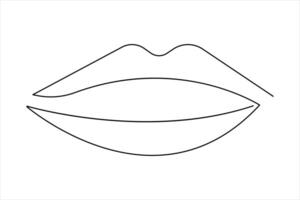 lips continuous single line art drawing of illustration design vector
