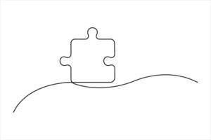 puzzle outline of continuous single line art concept vector