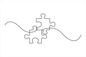 puzzle outline of continuous one line art vector