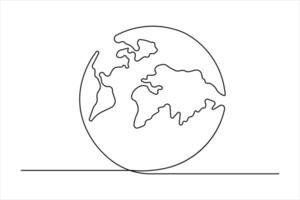 Continuous one line art drawing world map of the Earth illustration vector