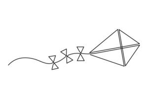 Kite continuous one line art drawing of illustration vector
