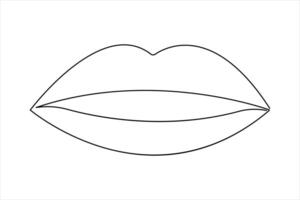 Woman lips continuous single line art drawing of outline vector
