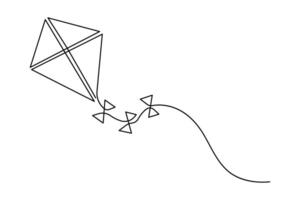 Kite continuous one line art drawing of outline illustration vector