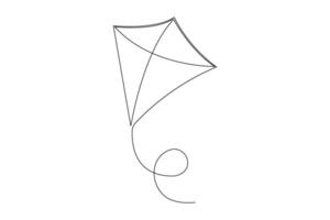 Kite continuous one line art drawing of outline concept illustration vector