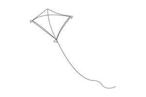 Kite continuous single line drawing of illustration vector