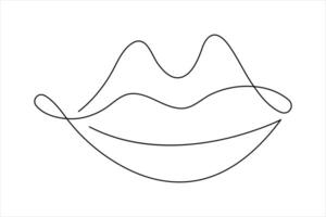 lips continuous one line art drawing of illustration design vector