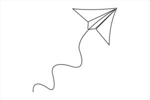Continuous single line art drawing of paper airplane flying design illustration vector
