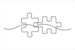 puzzle design of continuous single line art concept vector